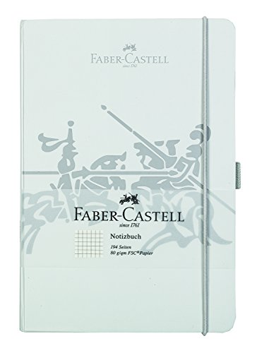 Faber-Castell 10317 Notizbuch DIN A5 mit 194 Seiten, FSC Mix-Papier 80 g/m², kariert, grau von Faber-Castell
