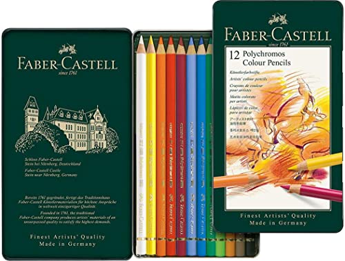 Faber-Castell 110012 - Künstlerfarbstift Polychromos, 12er Metalletui von Faber-Castell