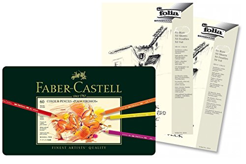 Faber-Castell 110060 - Künstlerfarbstift POLYCHROMOS, 60er Metalletui im Set mit 2 Skizzenblöcken Folia A4 von Faber-Castell