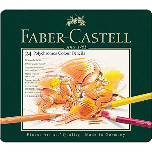 Faber-Castell 110096 Farbstifte Polychromos 24er Metalletui und Bleistift 9000 jumbo Set von Faber-Castell