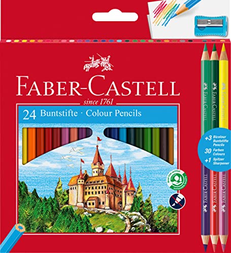 Faber-Castell 110324 - Buntstifte Set Classic Colour, 28-teilig, inkl. Spitzer, für Kinder und Erwachsene von Faber-Castell