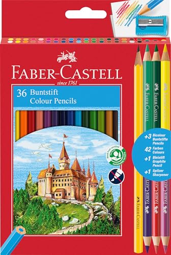 Faber-Castell 110336 - Buntstifte Set Classic Colour, 41-teilig, inkl. Spitzer und Bleistift, für Kinder und Erwachsene von Faber-Castell