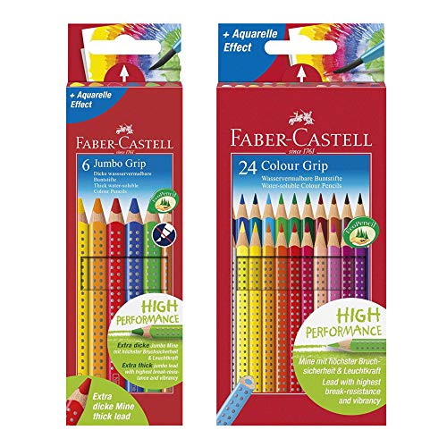 Faber-Castell 110906 - Buntstifte Jumbo Grip, 6er Kartonetui + 24er Colour Grip von Faber-Castell