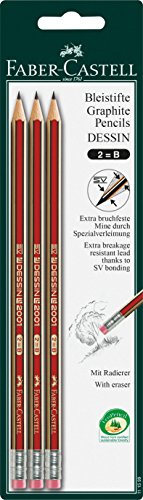 Faber-Castell 111599-3 Bleistifte Stärke B mit Radierer von Faber-Castell
