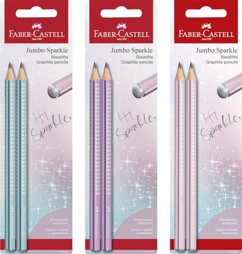 Faber-Castell 111683 - Bleistifte Set Sparkle, 2 Jumbo Bleistifte, rose, ocean, violet sortiert (keine Auswahl möglich) von Faber-Castell
