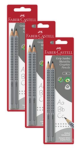 Faber-Castell 111997-2 Jumbo GRIP Bleistifte, Härtegrad: B, Schaftfarbe: silber (3 Packungen) von Faber-Castell