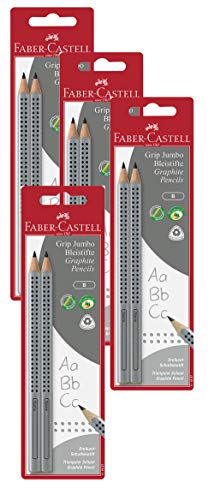 Faber-Castell 111997-2 Jumbo GRIP Bleistifte, Härtegrad: B, Schaftfarbe: silber (4 Packungen) von Faber-Castell