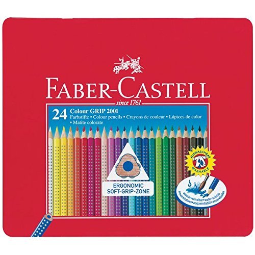 Faber Castell 112423 - Farbstifte Colour GRIP 2001, 24er Metalletui von Faber-Castell