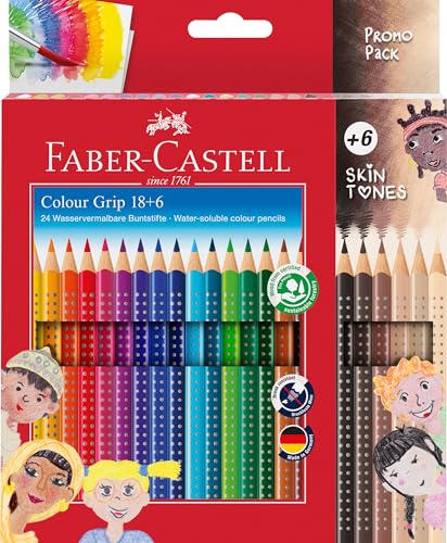 FABER-CASTELL 112819 - Buntstifte Set Colour Grip, 24-teilig, inkl. 6 hautfarben Buntstiften FABER-CASTELL 112819 - Buntstifte Set Colour Grip, 24-teilig, inkl. 6 hautfarben Buntstiften von FABER-CASTELL
