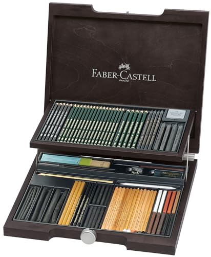 Faber-Castell 112971 - Pitt Monochrome Holzkoffer, 86 Teile von Faber-Castell