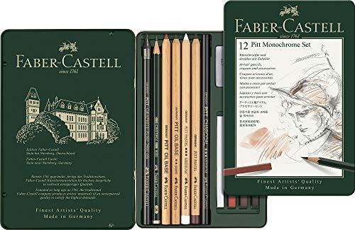 Faber-Castell 112975 - Pitt Monochrome Set im Metalletui, klein, 12-teilig von Faber-Castell