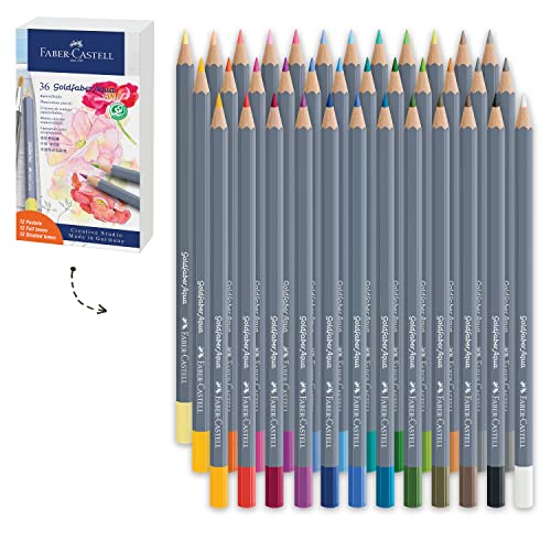 Faber-Castell 114639 - Aquarellstift Aqua Goldfaber, 3,3 mm Mine, 36 Stück im Geschenketui von Faber-Castell