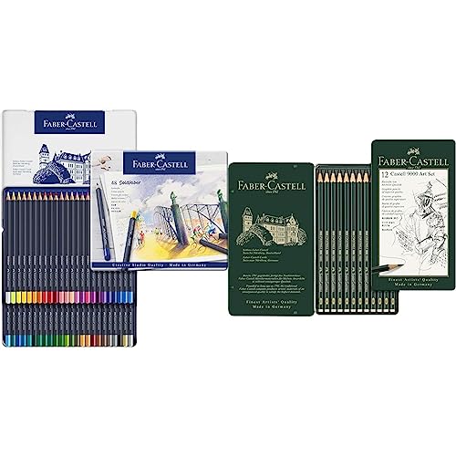 Faber-Castell 114748 - Farbstifte mit permanenter Ölkreidemine Goldfaber, 48er Set & F119065 119065 - Bleistift CASTELL 9000, 12er Art Set, Inhalt: 8B - 2H von Faber-Castell