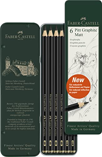 Faber-Castell 115207 - Bleistifte Set Pitt Graphite Matt, 6-teilig, Härtegrade 2B - 12B von Faber-Castell