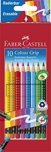 FABER-CASTELL 116613 - Buntstifte Set Colour Grip, radierbare, 10 Stück im Kartonetui von FABER-CASTELL