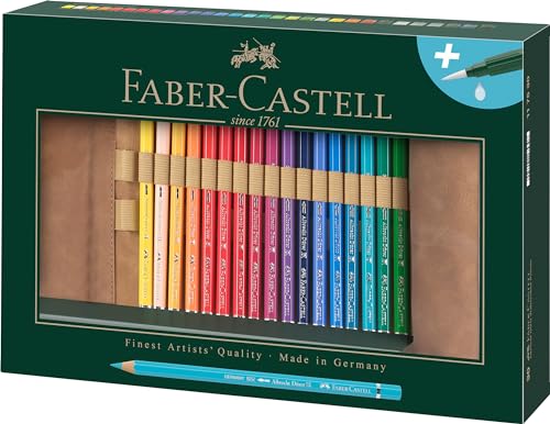 Faber-Castell 117530 - Aquarellstift Albrecht Dürer, 30 Stifte inklusive Stifterolle aus Kunstleder und Wassertankpinsel von Faber-Castell