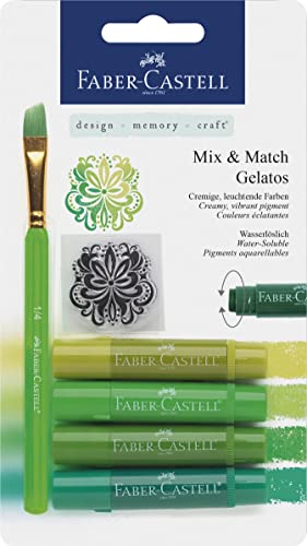 Faber-Castell 121804 - Aquarellkreiden Gelatos mit Pinsel und Stempel, 4 Stück, grüntöne von Faber-Castell