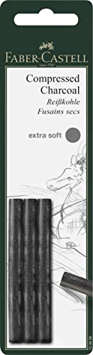 Faber-Castell 129996 - Reißkohle PITT extra soft, 3er Set, schwarz von Faber-Castell
