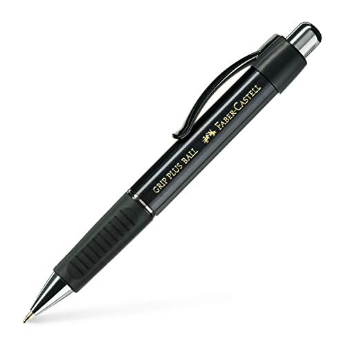 Faber-Castell 140733 - Kugelschreiber GRIP PLUS BALL, Mine: M, Schaftfarbe: metallic schwarz von Faber-Castell