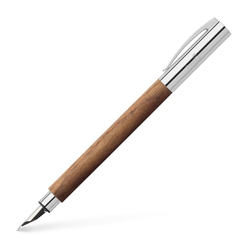 FABER-CASTELL 148581 - Füllfederhalter AMBITION Nussbaum, Federbreite F, inkl. Geschenkverpackung und Konverter von FABER-CASTELL