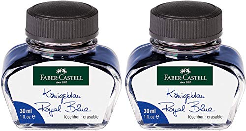 Faber-Castell 149839 - Tintenglas, Löschbar, 30 ml, Königsblau (königsblau, Tintenglas 30 ml | 2 Stück) von Faber-Castell