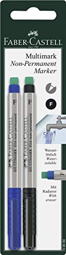 FABER-CASTELL 159599 - Marker MULTIMARK non-permanent, Stärke: F, 2er Packung, blau und schwarz FABER-CASTELL 159599 - Marker MULTIMARK non-permanent, Stärke: F, 2er Packung, blau und schwarz von FABER-CASTELL