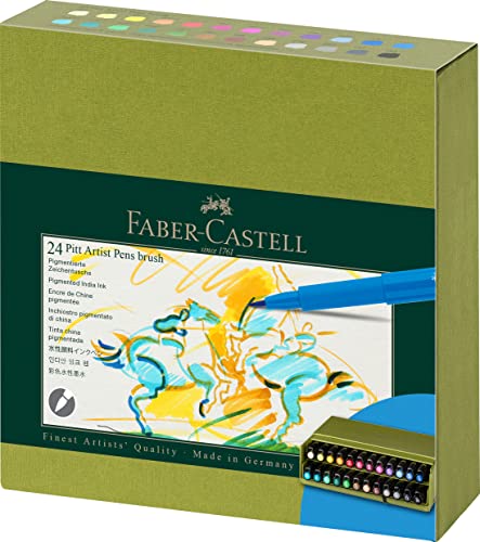 Faber-Castell 167191 - Tuschestifte Pitt Artist Pen Brush, 24er Atelierbox, Pinselstifte Set von Faber-Castell