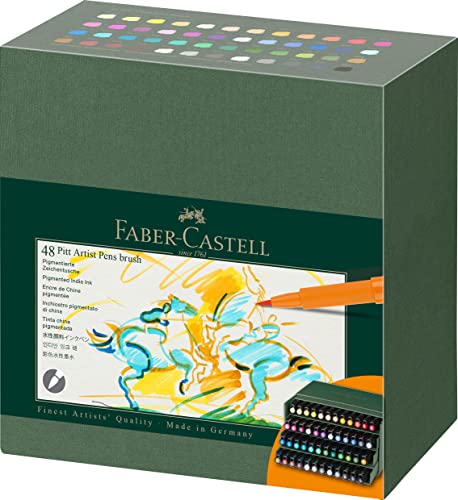 Faber-Castell 167192 - Tuschestifte Pitt Artist Pen Brush, 48er Atelierbox, Pinselstifte Set von Faber-Castell