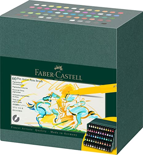 Faber-Castell 167193 - Tuschestifte Pitt Artist Pen Brush, 60er Atelierbox, Pinselstifte Set von Faber-Castell