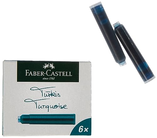 Faber-Castell 185509 - Tintenpatronen Standard, 6er Pack, türkis von Faber-Castell