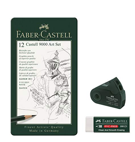 Faber-Castell 188121 - Radierer 7081 N PVC-Free, Kunststoff (12er Etui + Radierer + Doppelspitzdose) von Faber-Castell
