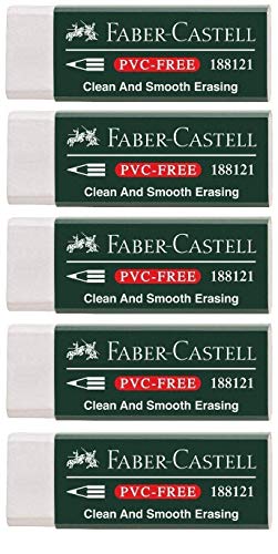 Faber-Castell 188121 - Radierer 7081 N PVC-Free, Kunststoff (5 Radierer, weiß) von Faber-Castell