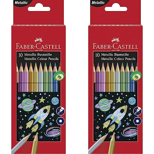 Faber-Castell 201583 - Metallic Buntstifte, 10er Etui, mehrere Farben (Packung mit 2) von Faber-Castell