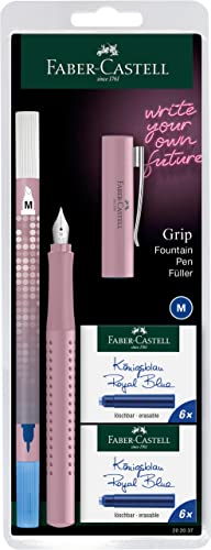 Faber-Castell 202037 - Füller Grip 2010 Harmony, Feder M, rose shadow, mit Tintenlöscher und 12 Ersatzpatronen von Faber-Castell