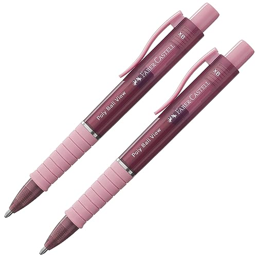 FABER-CASTELL 205014 - Kugelschreiber Poly Ball View rosa, 2 Stück, mit auswechselbarer XB Mine, dokumentenecht FABER-CASTELL 205014 - Kugelschreiber Poly Ball View rosa, 2 Stück, mit auswechselbarer XB Mine, dokumentenecht von FABER-CASTELL
