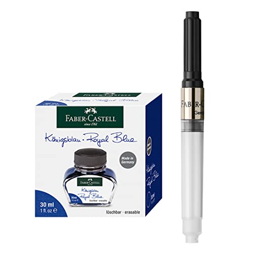 Faber-Castell 205034 - Tintenset Königsblau mit Tintenfass 30 ml und Konverter für Füller e-motion/Ambition von Faber-Castell