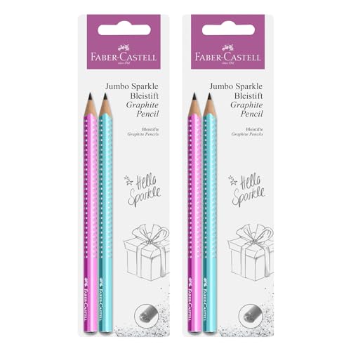 Faber-Castell 205215 - Bleistifte Set Jumbo Sparkle, 4 Stück, Härtegrad B, für Kinder und Erwachsene von Faber-Castell