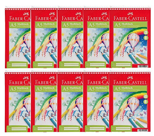 Faber-Castell 212051-10 - Malblock DIN A5, FSC-Mix, perforiert, 60 Blatt, 10 Blöcke von Faber-Castell
