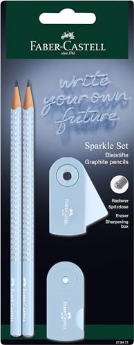 FABER-CASTELL 218471 - Bleistifte Set Sparkle, mit Spitzer, Radiergummi und 2 Bleistifte, Schreibset Sleeve in sky blue FABER-CASTELL 218471 - Bleistifte Set Sparkle, mit Spitzer, Radiergummi und 2 Bleistifte, Schreibset Sleeve in sky blue von FABER-CASTELL