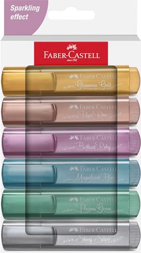 Faber-Castell 254676 Metallic Textmarker Set 6 Stück, Highlighter Pens mit Präzisions-Keilspitze, Leuchtende Metallicfarben, Ergonomisches flaches Design Faber-Castell 254676 Metallic Textmarker Set 6 Stück, Highlighter Pens mit Präzisions-Keilspitze, Leuchtende Metallicfarben, Ergonomisches flaches Design von Faber-Castell