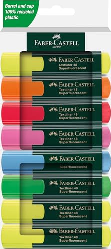 Faber-Castell 254848 - Textmarker Set 48, 8er Etui, Neon Farben, mit langlebiger Keilspitze, Strichbreite 1-5 mm, nachfüllbar von Faber-Castell