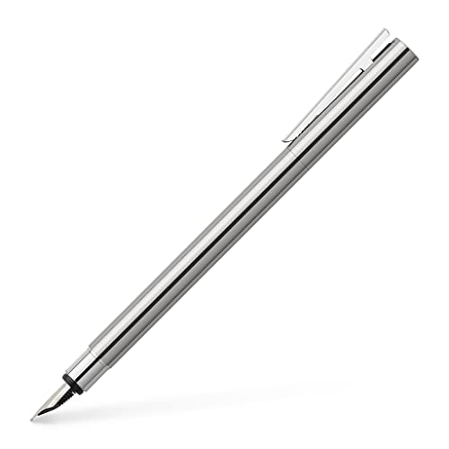 Faber-Castell 342003 - Füller Neo Slim Edelstahl, Federbreite B, silber glänzend von Faber-Castell