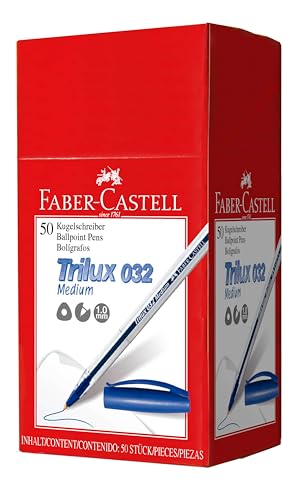 FABER-CASTELL 343250 - Kugelschreiber Trilux 032, Schreibfarbe blau, 50 Stück, Minenstärke M von FABER-CASTELL