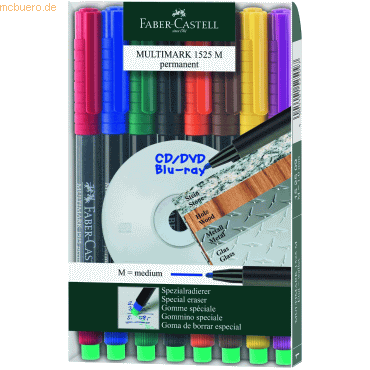 Faber Castell CD-Marker Multimark wasserfest ca. 1 mm 8 Farben Etui von Faber Castell