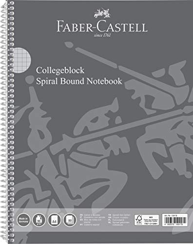 Faber-Castell Faber Castell 10419 - Collegeblock DIN A4, 80 Blatt / 90g/m², FSC-Mix zertifiziert, feines holzfreies Schreibpapier, Made in Germany, kariert - Rand beidseitig, 1 Stück von Faber-Castell