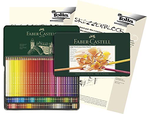 Faber-Castell - Farbstifte Polychromos, 120er Metalletui + Skizzenblöcke A3 von Faber-Castell