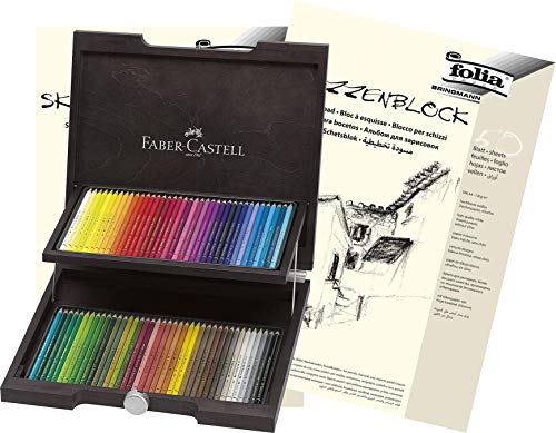 Faber-Castell - Farbstifte Polychromos, 72er Holzkoffer + Skizzenblöcke A3 von Faber-Castell