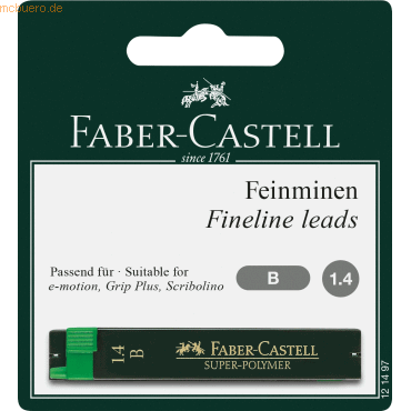 Faber Castell Feinmine Super-Polymer 1,4 mm B schwarz auf Blisterkarte von Faber Castell