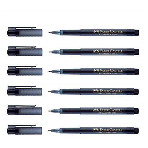Faber-Castell Fineliner „Broadpen 1554“, 6 Stifte mit Filzspitze, Schwarz Faber-Castell Fineliner „Broadpen 1554“, 6 Stifte mit Filzspitze, Schwarz von Faber-Castell