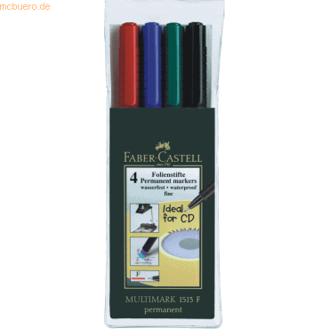 Faber Castell Folienschreiber permanent F VE=4 Stück 4 Farben Faber Castell Folienschreiber permanent F VE=4 Stück 4 Farben von Faber Castell